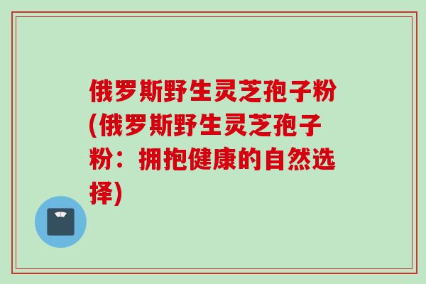 俄罗斯野生灵芝孢子粉(俄罗斯野生灵芝孢子粉:拥抱健康的自然选择)