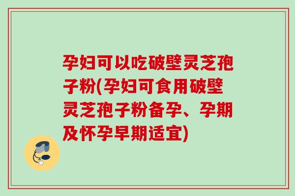 孕妇可以吃破壁灵芝孢子粉(孕妇可食用破壁灵芝孢子粉备孕、孕期及怀孕早期适宜)