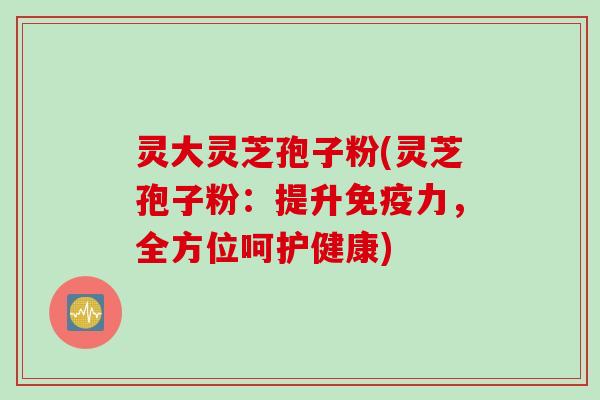 灵大灵芝孢子粉(灵芝孢子粉:提升免疫力,全方位呵护健康)