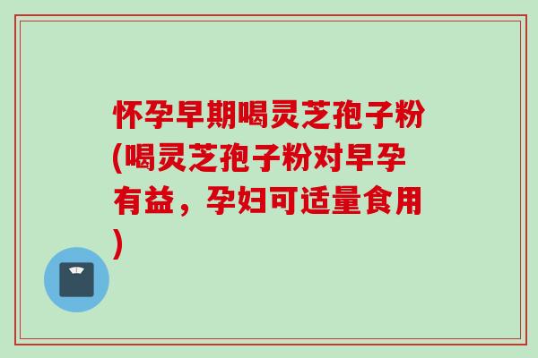 怀孕早期喝灵芝孢子粉(喝灵芝孢子粉对早孕有益，孕妇可适量食用)