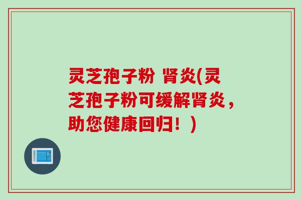 灵芝孢子粉 肾炎(灵芝孢子粉可缓解肾炎，助您健康回归！)