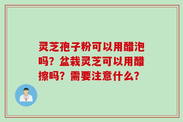 灵芝孢子粉可以用醋泡吗?盆栽灵芝可以用醋擦吗?需要注意什么?