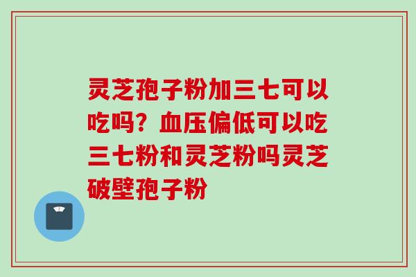 灵芝孢子粉加三七可以吃吗？血压偏低可以吃三七粉和灵芝粉吗灵芝破壁孢子粉