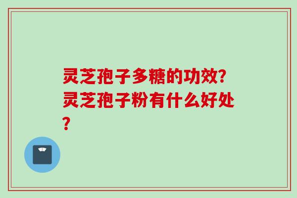 灵芝孢子多糖的功效？灵芝孢子粉有什么好处？