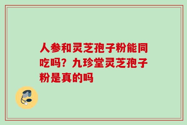 人参和灵芝孢子粉能同吃吗?九珍堂灵芝孢子粉是真的吗