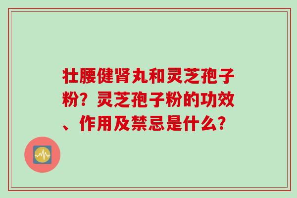 壮腰健肾丸和灵芝孢子粉？灵芝孢子粉的功效、作用及禁忌是什么？