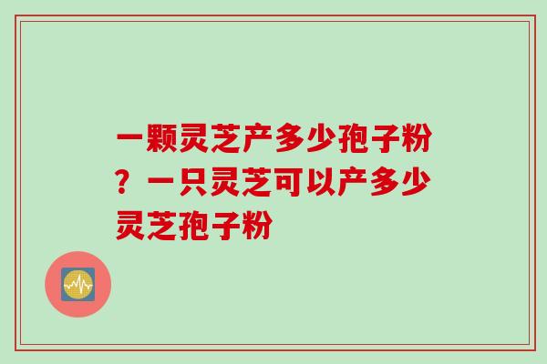 一颗灵芝产多少孢子粉？一只灵芝可以产多少灵芝孢子粉