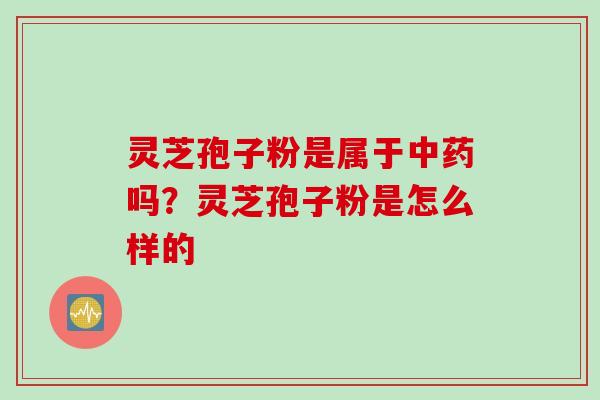 灵芝孢子粉是属于中药吗？灵芝孢子粉是怎么样的