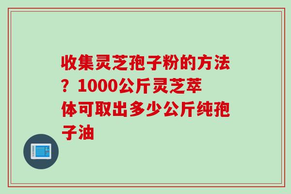 收集灵芝孢子粉的方法?1000公斤灵芝萃体可取出多少公斤纯孢子油 收集灵芝孢子粉的方法?1000公斤灵芝萃体可取出多少公斤纯孢子油