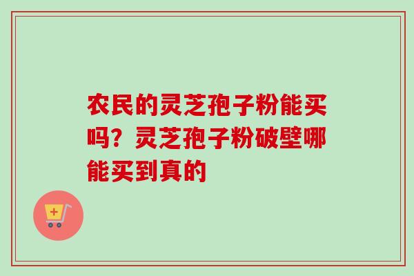 农民的灵芝孢子粉能买吗？灵芝孢子粉破壁哪能买到真的