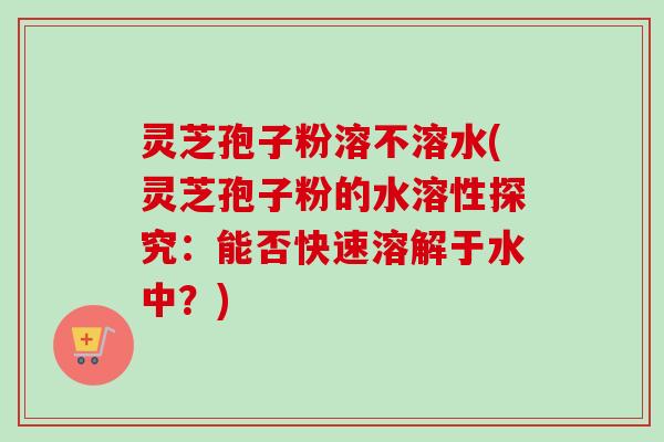 灵芝孢子粉溶不溶水(灵芝孢子粉的水溶性探究：能否快速溶解于水中？)