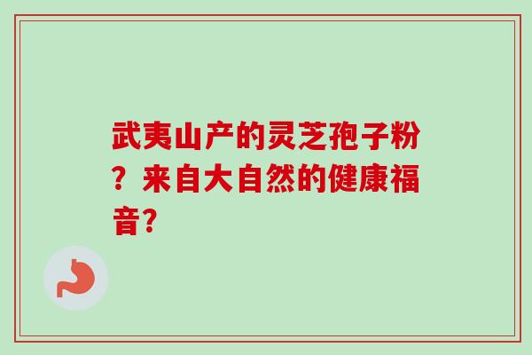 武夷山产的灵芝孢子粉?来自大自然的健康福音?