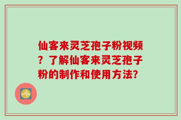 仙客来灵芝孢子粉视频?了解仙客来灵芝孢子粉的制作和使用方法?