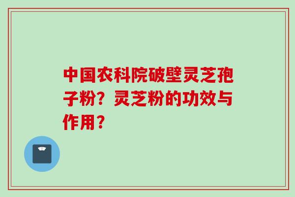 中国农科院破壁灵芝孢子粉？灵芝粉的功效与作用？