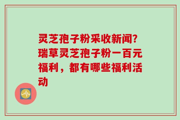 灵芝孢子粉采收新闻？瑞草灵芝孢子粉一百元福利，都有哪些福利活动