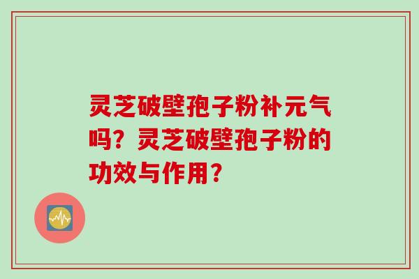灵芝破壁孢子粉补元气吗？灵芝破壁孢子粉的功效与作用？