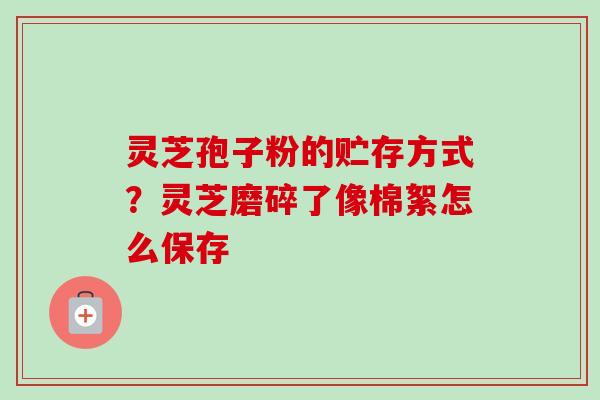 灵芝孢子粉的贮存方式?灵芝磨碎了像棉絮怎么保存