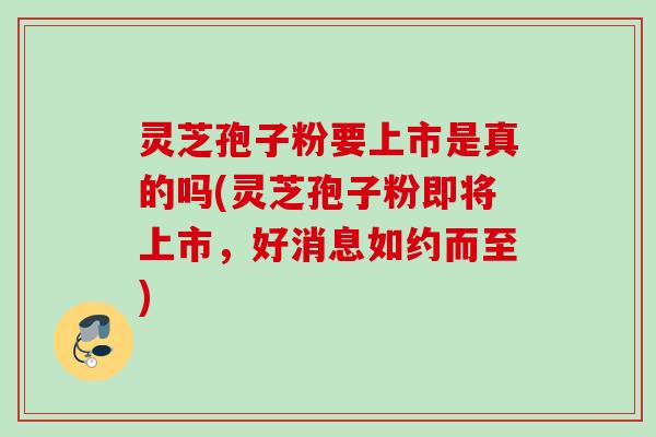 灵芝孢子粉要上市是真的吗(灵芝孢子粉即将上市，好消息如约而至)