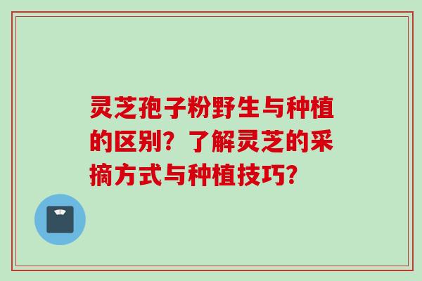 灵芝孢子粉野生与种植的区别?了解灵芝的采摘方式与种植技巧?