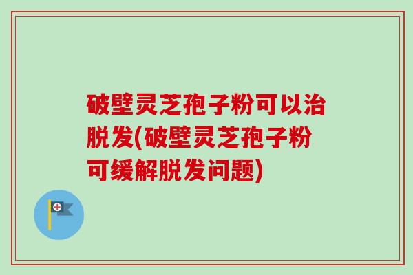 破壁灵芝孢子粉可以治脱发(破壁灵芝孢子粉可缓解脱发问题)