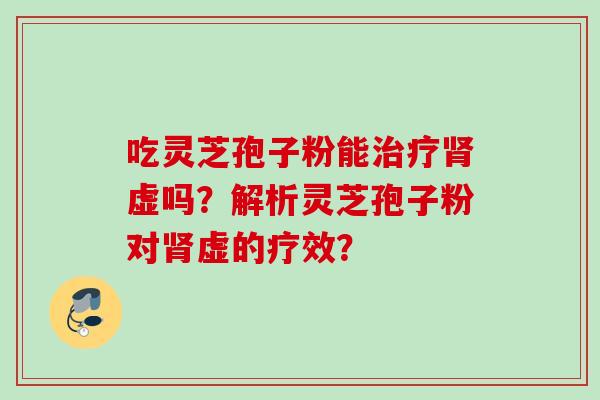 吃灵芝孢子粉能治疗肾虚吗？解析灵芝孢子粉对肾虚的疗效？