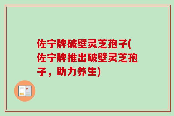 佐宁牌破壁灵芝孢子(佐宁牌推出破壁灵芝孢子,助力养生)