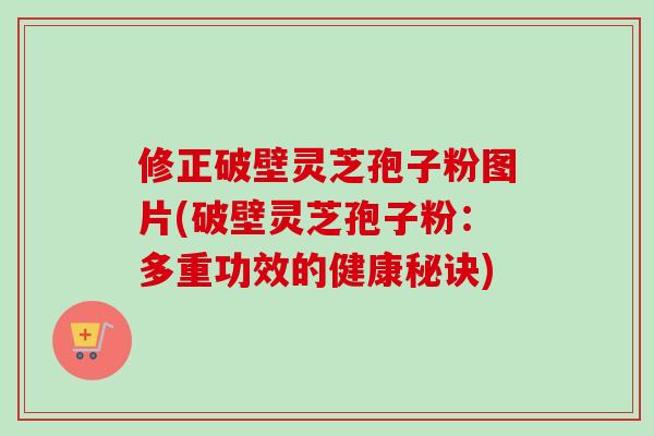 修正破壁灵芝孢子粉图片(破壁灵芝孢子粉:多重功效的健康秘诀)