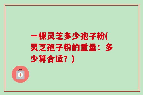 一棵灵芝多少孢子粉(灵芝孢子粉的重量：多少算合适？)
