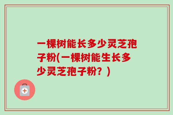 一棵树能长多少灵芝孢子粉(一棵树能生长多少灵芝孢子粉?) 一棵树能长多少灵芝孢子粉(一棵树能生长多少灵芝孢子粉?)