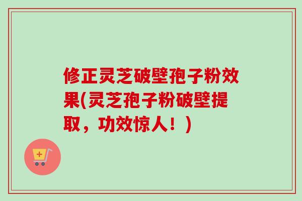 修正灵芝破壁孢子粉效果(灵芝孢子粉破壁提取,功效惊人!)