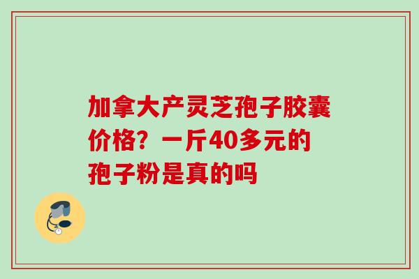 加拿大产灵芝孢子胶囊价格？一斤40多元的孢子粉是真的吗