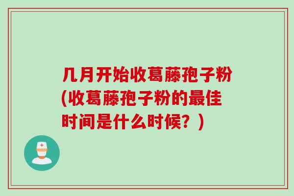 几月开始收葛藤孢子粉(收葛藤孢子粉的最佳时间是什么时候？)
