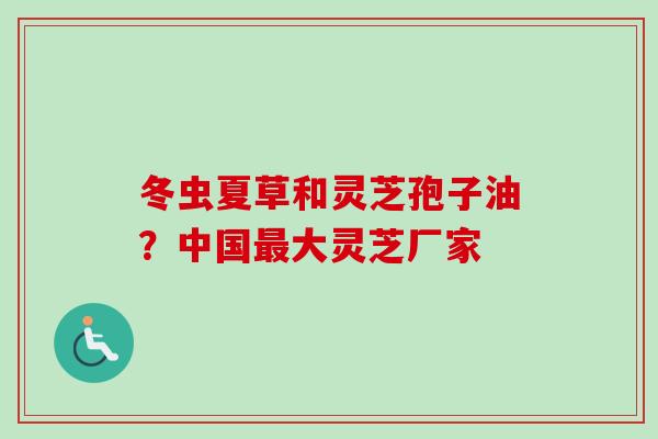 冬虫夏草和灵芝孢子油?中国最大灵芝厂家