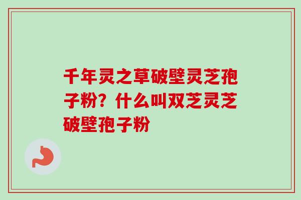 千年灵之草破壁灵芝孢子粉？什么叫双芝灵芝破壁孢子粉