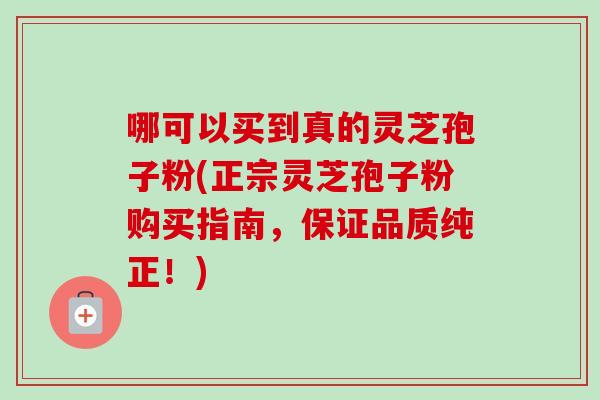 哪可以买到真的灵芝孢子粉(正宗灵芝孢子粉购买指南,保证品质纯正!)