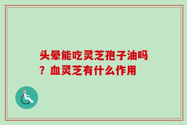 头晕能吃灵芝孢子油吗?血灵芝有什么作用