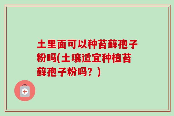 土里面可以种苔藓孢子粉吗(土壤适宜种植苔藓孢子粉吗?)