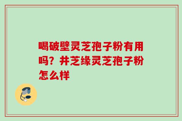 喝破壁灵芝孢子粉有用吗？井芝缘灵芝孢子粉怎么样