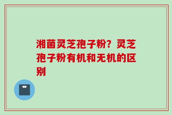 湘菌灵芝孢子粉？灵芝孢子粉有机和无机的区别
