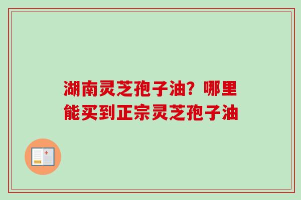 湖南灵芝孢子油？哪里能买到正宗灵芝孢子油