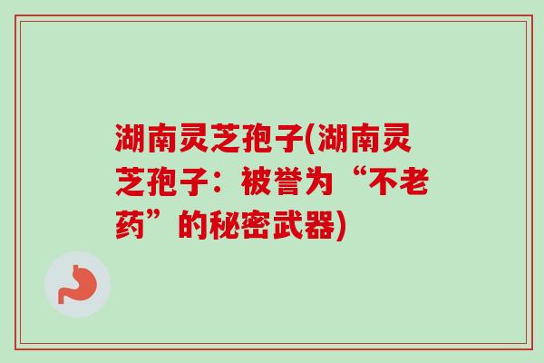 湖南灵芝孢子(湖南灵芝孢子:被誉为“不老药”的秘密武器)