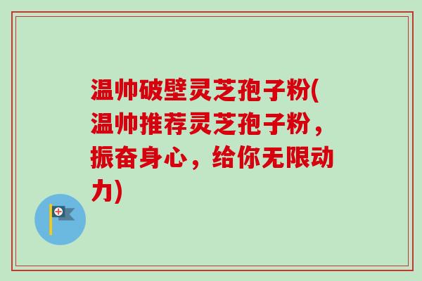 温帅破壁灵芝孢子粉(温帅推荐灵芝孢子粉，振奋身心，给你无限动力)