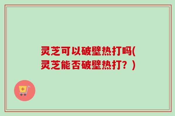 灵芝可以破壁热打吗(灵芝能否破壁热打？)