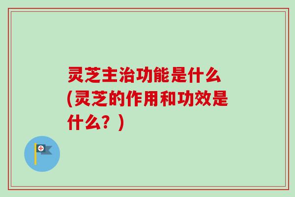 灵芝主治功能是什么 (灵芝的作用和功效是什么？)