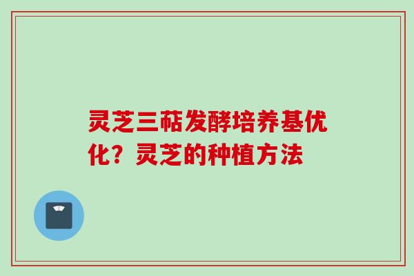 灵芝三萜发酵培养基优化？灵芝的种植方法