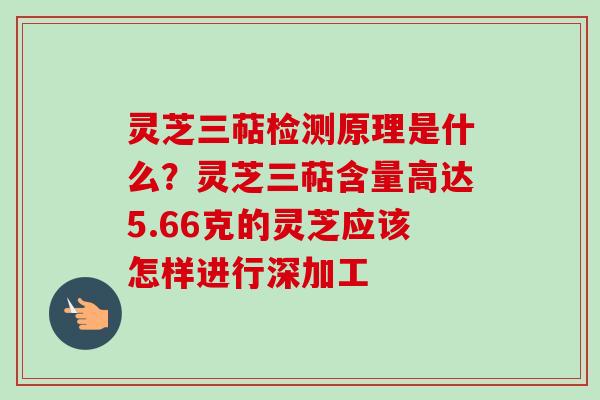 灵芝三萜检测原理是什么？灵芝三萜含量高达5.66克的灵芝应该怎样进行深加工