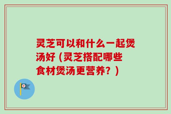 灵芝可以和什么一起煲汤好 (灵芝搭配哪些食材煲汤更营养？)