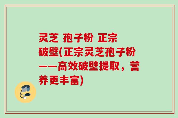 灵芝 孢子粉 正宗 破壁(正宗灵芝孢子粉——高效破壁提取，营养更丰富)