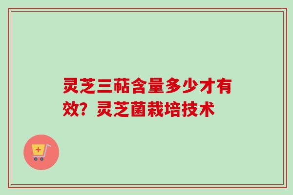 灵芝三萜含量多少才有效？灵芝菌栽培技术