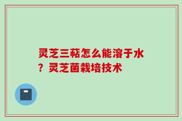 灵芝三萜怎么能溶于水?灵芝菌栽培技术
